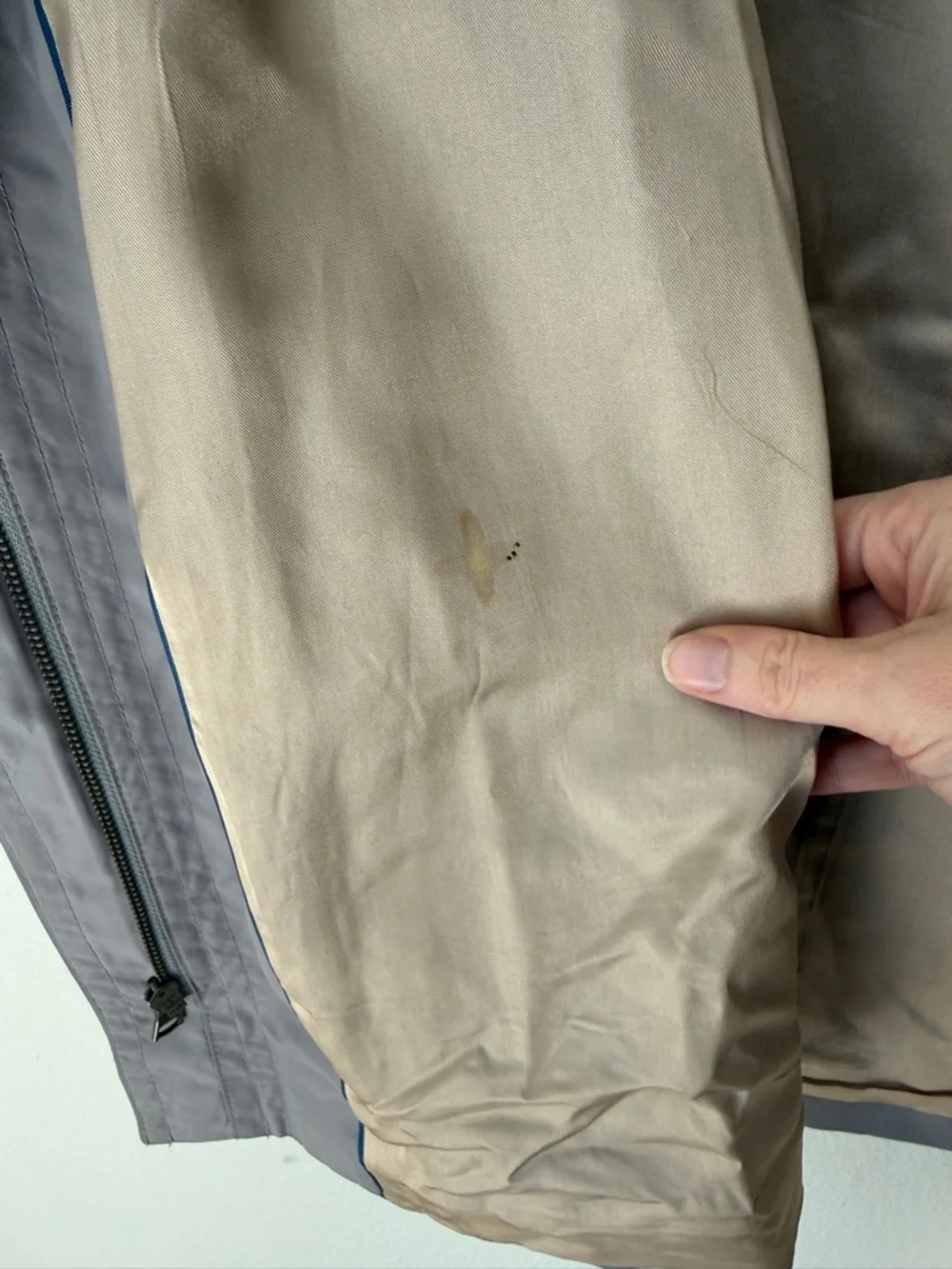 Vintage Banana Republic Light Gray 3/4 Sleeve Funnelneck Zip Raincoat - Small